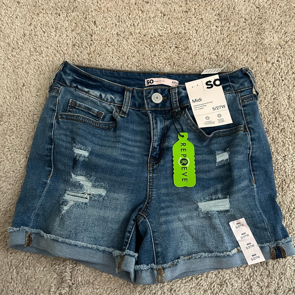 SO Women's Distressed Blue Jean Shorts